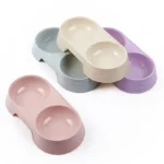 Cani e gatti alimentazione doppia ciotola Macarons ciotola di alimentazione in plastica doppia ciotola Pet B gufo alimentazione dell'acqua potabile - immagine 6