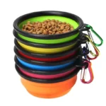 Ciotola pieghevole in Silicone contenitore per l'acqua portatile per cuccioli con moschettone ciotola per gatti pieghevole accessori per animali domestici da viaggio - immagine 3