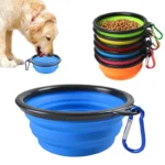 Ciotola pieghevole in Silicone contenitore per l'acqua portatile per cuccioli con moschettone ciotola per gatti pieghevole accessori per animali domestici da viaggio - immagine 5