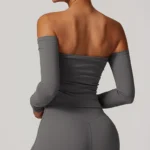 Crop Top Sportivo a Maniche Lunghe per Yoga e Fitness - Hearuisavy - immagine 2