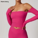 Crop Top Sportivo a Maniche Lunghe per Yoga e Fitness - Hearuisavy