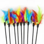 4PCS Colore Casuale Giocattoli Interattivi per Gatti con Bastone e Campanello, Feathers Stick, Teaser per Gattini e Gatti - immagine 4