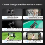 AOCHUAN Stabilizzatore Gimbal 3 Assi per Smartphone – Face Tracking, Luce di Riempimento, Ideale per TikTok, Vlog e Riprese Professionali - immagine 2