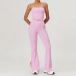 Set Yoga 2 Pezzi Donna - Tuta da Allenamento Sportiva con Pantaloncini a Vita Alta per Yoga, Fitness e Corsa - immagine 2
