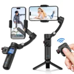 AXNEN Gimbal Manuale a 3 Assi – Stabilizzatore Video Anti-Vibrazione con Treppiede per Xiaomi, iPhone e Smartphone