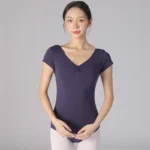 Body da Balletto per Donna – Manica Corta, Colori Solidi, Perfetto per Danza e Ginnastica - immagine 3