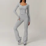 Sweltering - Set da Yoga 2 Pezzi Donna con Reggiseno a Maniche Lunghe e Leggings a Vita Alta per Allenamento Fitness