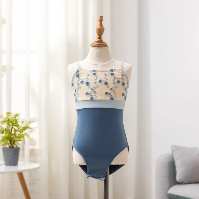 Body da Ballo per Ragazze – Bretelle con Ricamo in Mesh per Danza, Balletto e Ginnastica - immagine 1