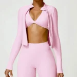 Sweltering - Camicia da Palestra Donna Yoga con Cerniera, Top Push-Up per Allenamento e Corsa - immagine 4