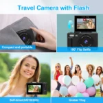 Fotocamera Digitale Compatta 4K con Zoom 18X e Schermo Flip a 180° – 64MP, Ideale per Vlog e YouTube - immagine 2