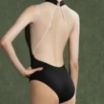 Body da Balletto per Donna Senza Maniche con Colletto Rialzato e Volant - Leotard per Pole Dance, Skate e Ginnastica - immagine 6