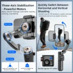 AXNEN Gimbal Manuale a 3 Assi – Stabilizzatore Video Anti-Vibrazione con Treppiede per Xiaomi, iPhone e Smartphone - immagine 2