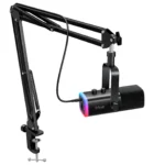 Kit Microfono da Gioco FIFINE XLR/USB con Supporto Muto, RGB, e Braccio per Cuffie – Microfono Dinamico per PC e PS5/4 con Mixer Amplificatore AM8T
