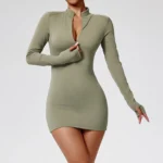 Sweltering - Tuta Yoga Donna a Maniche Lunghe con Cerniera e Design Push-Up