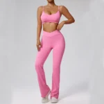 Sweltering - Set Yoga 2 Pezzi Nude Feeling per Donna con Reggiseno Push Up e Leggings a Vita Alta, Abbigliamento Sportivo per Fitness, Running e Allenamento