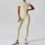 Miketi - Tuta Yoga Donna con Cerniera e Manica Corta per Allenamento Fitness e Palestra - immagine 4
