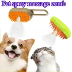 Set Pettine Massaggio Spray per Animali Domestici - Pettine a Vapore per Gatti e Cani, Strumento di Toelettatura, Anti-Volare