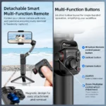 AXNEN Gimbal Manuale a 3 Assi – Stabilizzatore Video Anti-Vibrazione con Treppiede per Xiaomi, iPhone e Smartphone - immagine 3