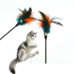 4PCS Colore Casuale Giocattoli Interattivi per Gatti con Bastone e Campanello, Feathers Stick, Teaser per Gattini e Gatti - immagine 3