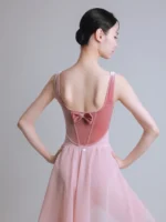 Body da Balletto per Donna Senza Maniche in Velluto – Body per Yoga, Ginnastica e Costume da Palcoscenico - immagine 4