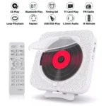 Lettore CD Portatile Bluetooth con Altoparlante, Schermo LED e Radio FM – Con Telecomando IR, Montabile a Parete