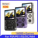 KINHANK K36 Console per Videogiochi Portatile Retrò – Emulatore 16000 Giochi per PS1/PSP/DC/N64/SS con Schermo IPS da 3.5 Pollici