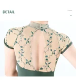 Body da Balletto per Donna, Maglia da Ricamo con Colletto alla Coreana e Fibra Nascosta, Body Elegante a Forma di V - immagine 5