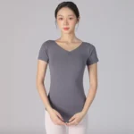 Body da Balletto per Donna – Manica Corta, Colori Solidi, Perfetto per Danza e Ginnastica - immagine 6