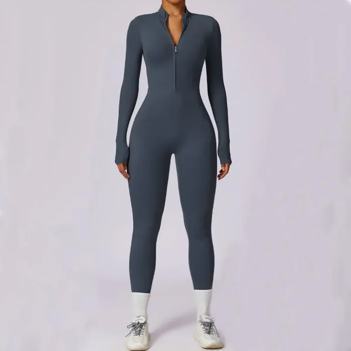 Sweltering - Tuta Yoga con Cerniera a Maniche Lunghe per Allenamento e Fitness - immagine 3
