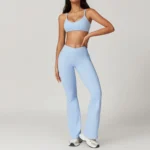 Miketi - Set da Yoga Donna 2 Pezzi con Crop Top e Leggings a Vita Alta per Allenamento e Fitness - immagine 3