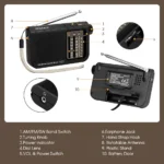 Retekess V117 - Radio Portatile Multibanda AM/FM/SW a Batterie - immagine 6