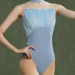 Body da Balletto per Donna Senza Maniche con Colletto Rialzato e Volant - Leotard per Pole Dance, Skate e Ginnastica - immagine 3