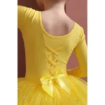 Tutu da Balletto per Ragazze con Maniche Corte/Lunghe – Abito da Danza in Tulle con Fiocco per Ginnastica e Festa di Compleanno - immagine 3