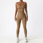 Miketi - Set Tuta Yoga 2 Pezzi Seamless per Allenamento e Fitness con Reggiseno e Leggings a Vita Alta - immagine 5