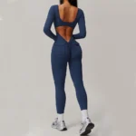 Tuta Yoga Donna a Maniche Lunghe con Retro a U e Tasche Utility