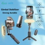 2025 Stabilizzatore AI Wireless Bluetooth con Selfie Stick e Treppiede – Stabilizzatore Cardanico Portatile Monopiede con Luce di Riempimento per iOS e Android