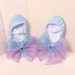 Ludancky - Scarpe da Ballo per Bambini con Fiore di Raso e Pizzo, Suola Morbida, Artiglio di Gatto, per Balletto e Yoga - immagine 6