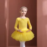 Tutu da Balletto per Ragazze con Maniche Corte/Lunghe – Abito da Danza in Tulle con Fiocco per Ginnastica e Festa di Compleanno - immagine 2