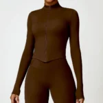Sweltering - Camicia da Palestra Donna Yoga con Cerniera, Top Push-Up per Allenamento e Corsa