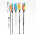 4PCS Colore Casuale Giocattoli Interattivi per Gatti con Bastone e Campanello, Feathers Stick, Teaser per Gattini e Gatti - immagine 2