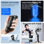 AXNEN Gimbal Manuale a 3 Assi – Stabilizzatore Video Anti-Vibrazione con Treppiede per Xiaomi, iPhone e Smartphone - immagine 5
