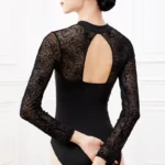 Sweltering - Body da Balletto per Donna con Pizzo e Schiena Scolpita, Colletto Alto e Maniche Corte, Elegante e Comodo per le Ballerine - immagine 4