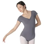 Body da Balletto per Donna – Manica Corta, Colori Solidi, Perfetto per Danza e Ginnastica - immagine 5