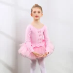 Tutu Balletto per Ragazze – Abito da Danza con Maniche Corte/Lunghe e Fiocco per Ginnastica e Festa di Compleanno - immagine 5
