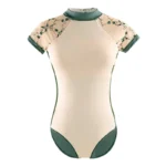 Body da Balletto per Donna, Maglia da Ricamo con Colletto alla Coreana e Fibra Nascosta, Body Elegante a Forma di V - immagine 3