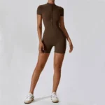 Sweltering - Tuta Yoga Donna Estiva con Cerniera e Maniche Corte - immagine 5
