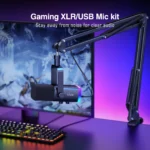 Kit Microfono da Gioco FIFINE XLR/USB con Supporto Muto, RGB, e Braccio per Cuffie – Microfono Dinamico per PC e PS5/4 con Mixer Amplificatore AM8T - immagine 2