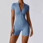 Sweltering - Tuta Yoga Donna Estiva con Cerniera e Maniche Corte