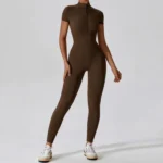 Miketi - Tuta Yoga Donna con Cerniera e Manica Corta per Allenamento Fitness e Palestra - immagine 3