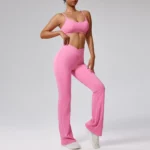 Sweltering - Set Yoga 2 Pezzi Nude Feeling per Donna con Reggiseno Push Up e Leggings a Vita Alta, Abbigliamento Sportivo per Fitness, Running e Allenamento - immagine 6